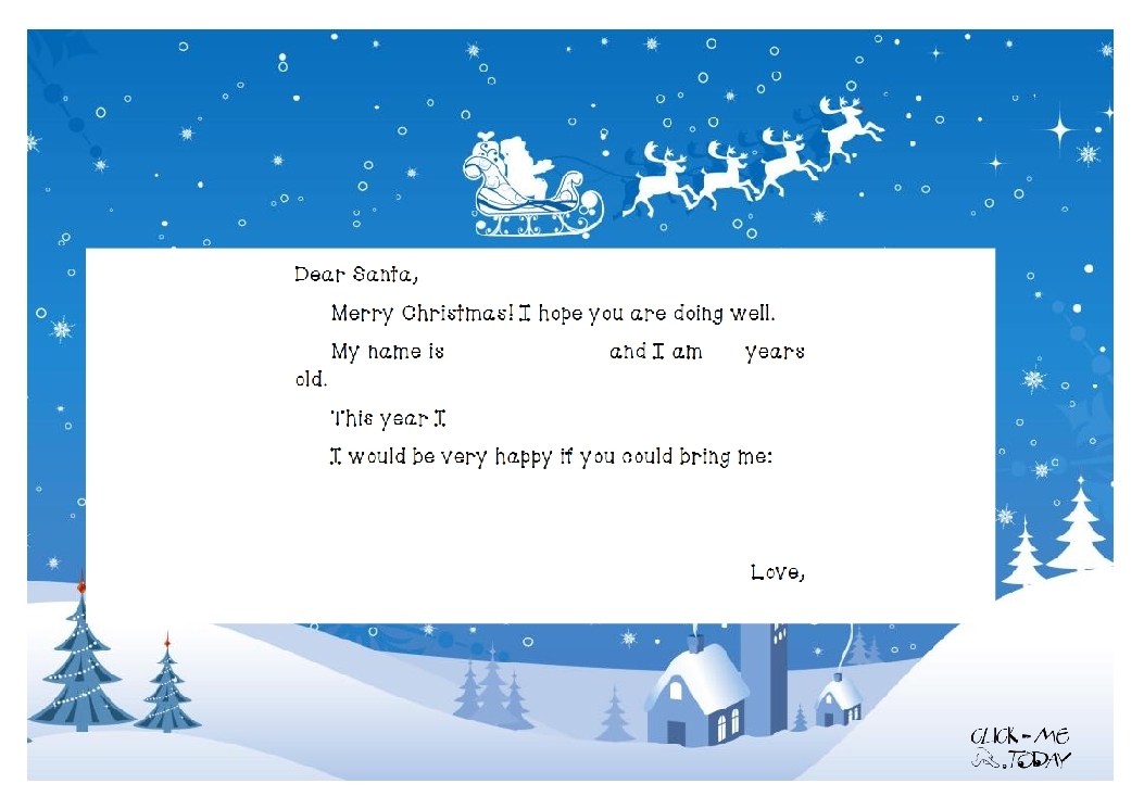 Free printable full page letter Santapaper print out blue 32